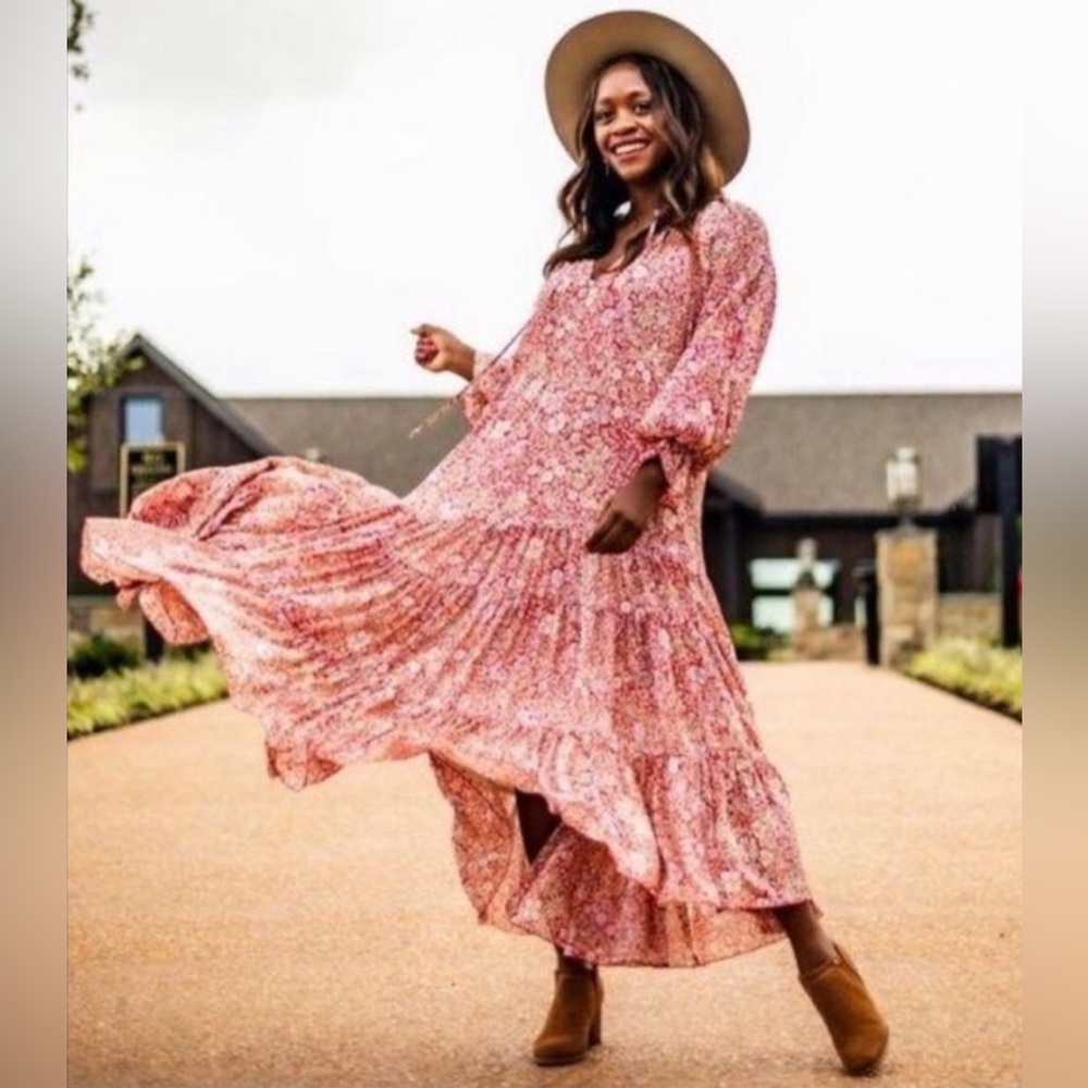 O.P.T. Anthropologie Floral Prairie Cottagecore Tiered Maxi Dress